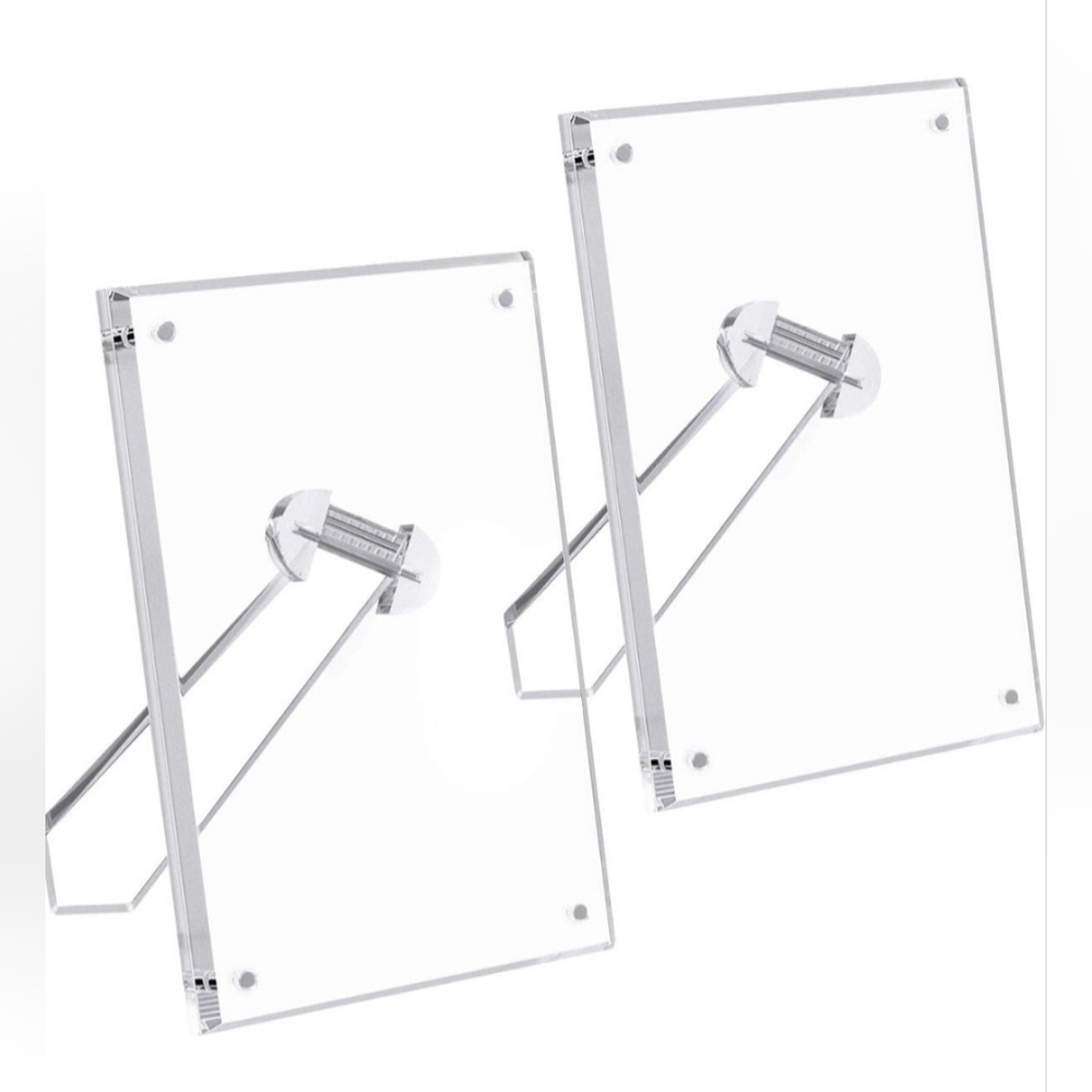 4x6 Picture Frame, Acrylic Clear Photo Frame Magnets Tabletop Display Set Of 2